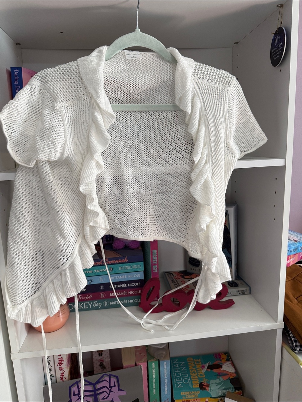 wild fable White Ruffle Knit Shrug Cardigan